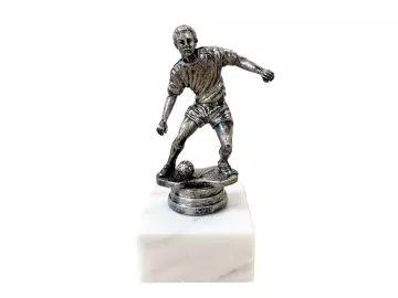 PD 34166 TOP Fußballfigur in Altsilber auf XXL Marmorsockel
